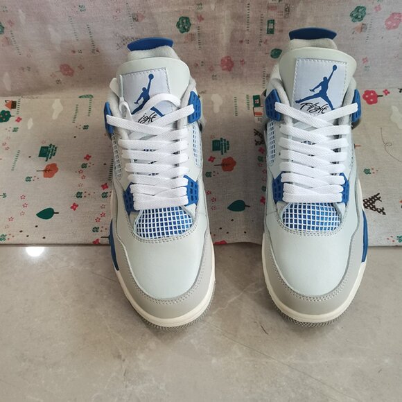 White And Blue Air Jordan AJ4 Sneakers - Picture 2 of 10
